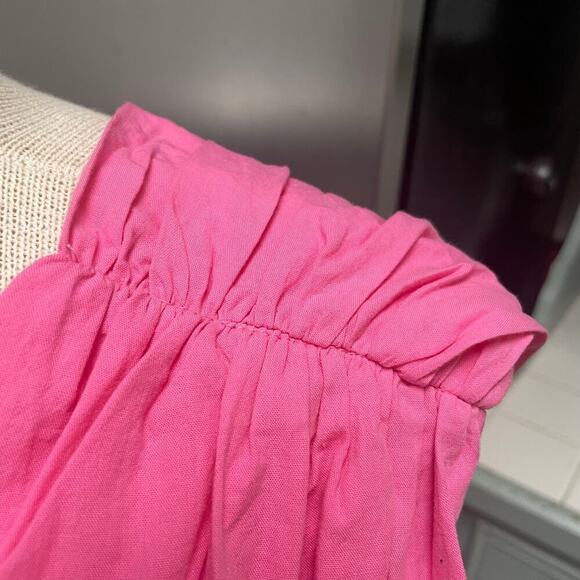 Bucket List Bright Pink V Neck Big Bow Poplin Dress Size Large - Picture 5 of 6